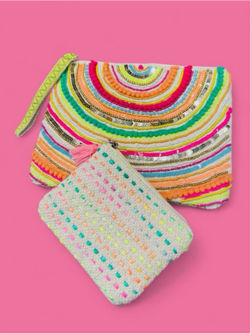 America & Beyond Daphne Embellished Rainbow Clutch & Coin Purse 2 Piece Set